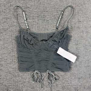 Urban Outfitters Corset Top Cropped Green Women's Small Mesh Spaghetti Strap NWT